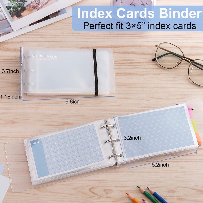 MANWU 3×5” index card Binder organizer with Plastic pocket Sleeves, small organized folder for recipes Flashcards,portable notecards case holder (2pcs Clear) - Image 2